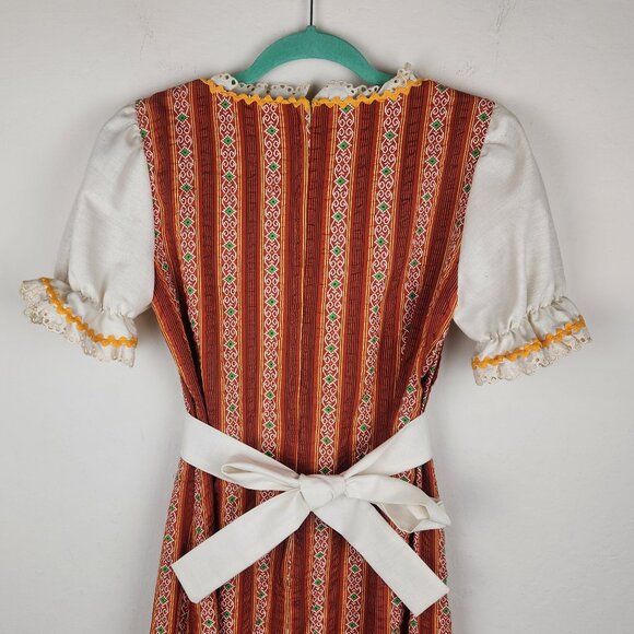 Vintage 70s Prairie Boho Striped Maxi Dress size S? - Picture 6 of 12